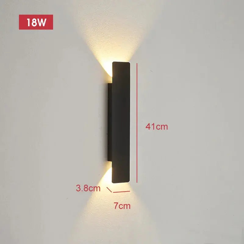 Outdoor Waterproof Wall Lamps Strip Aluminum Wall Lights 18W LED Black Wall Lamp Bedroom Exterior Outdoor Lighting Fixtures tableandwalllamps