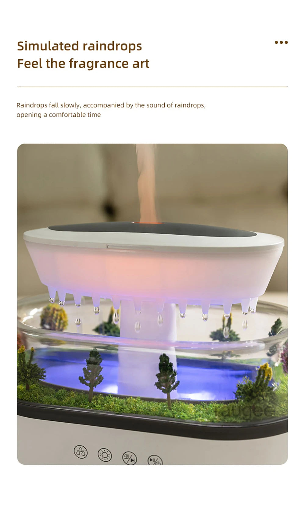 Aroma Humidifier Fragrance Diffuser Room Essential Oil Diffuser Home Aromatherapy Air Humidifier with Colorful Light and Music tableandwalllamps