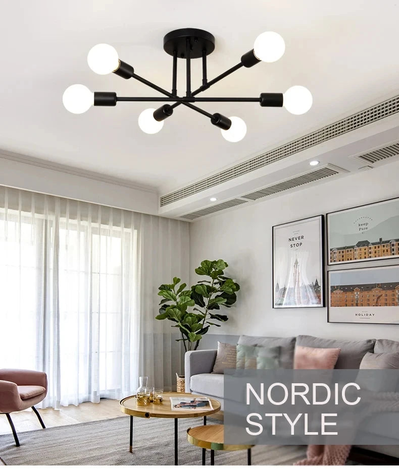 Nordic Minimalist Pendant Light Ceiling Lamp LED Chandelier Suitable for Bedrooms Living Rooms Black Gold Lighting Decoration