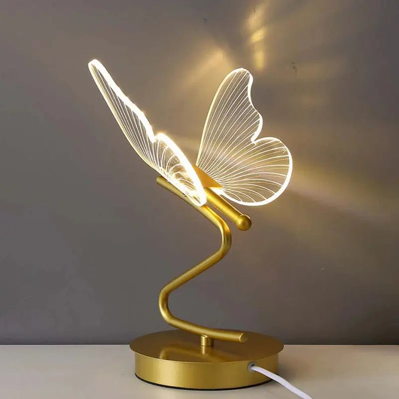 Nordic Butterfly Table Lamp USB Indoor Lighting Switch Button Home Decor Bedroom Bedside Living Room Dinner LED Desk Lamps tableandwalllamps