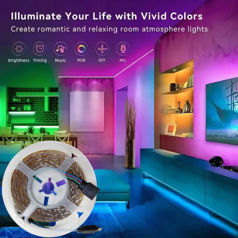 WIFI RGB LED Strip Light 5050 Bluetooth APP Control Led Flexible Diode Decoration For Festival Party TV Desk Bedroom tableandwalllamps