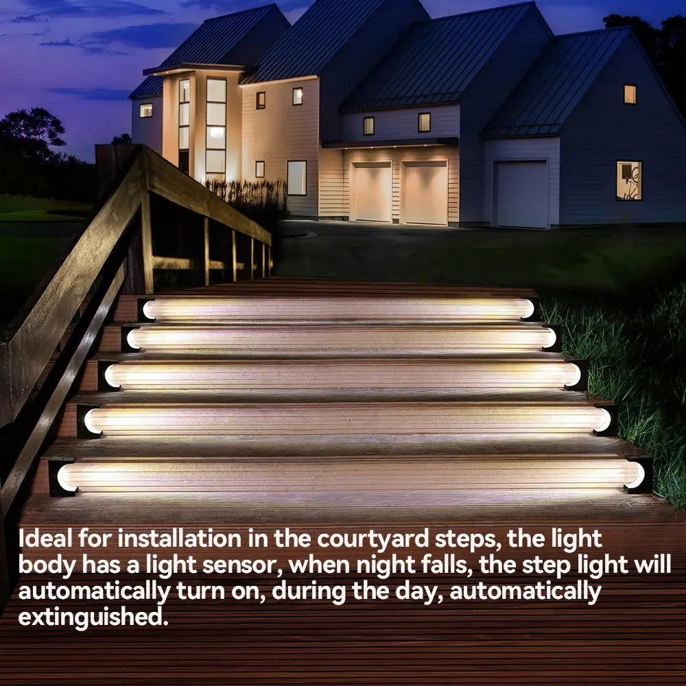 Solar Stair Light LED Porch Light Outdoor IP65 Waterproof Solar Light Decorative Lighting For Garden Deck Path 2pcs no-punch tableandwalllamps