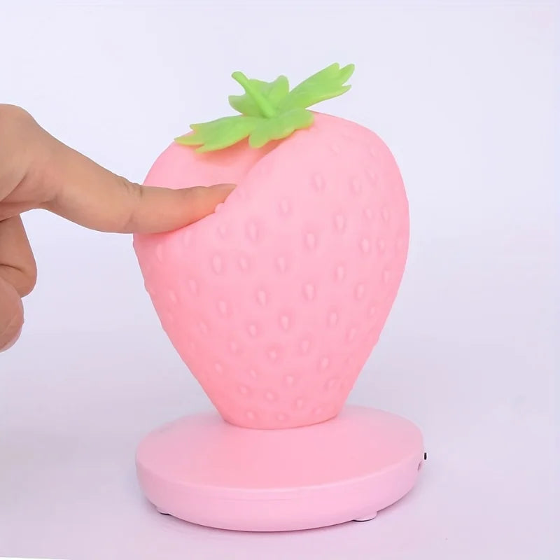 Strawberry Shape USB Rechargeable Silicone Night Light Touch Sensitive Girls Bedroom Creative LED Energy Saving Fun Light Gift tableandwalllamps