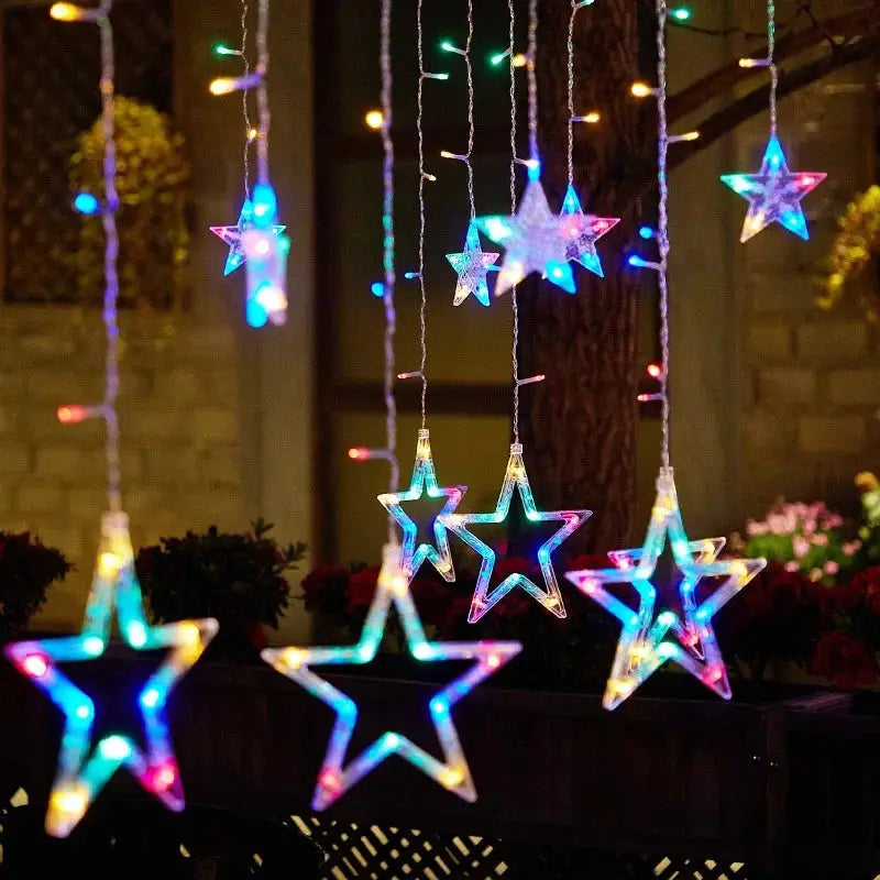 Christmas Lights Solar Moon Star LED String Lights Decoration for Home outdoor Wedding Led Curtain Lamp Holiday Decor tableandwalllamps