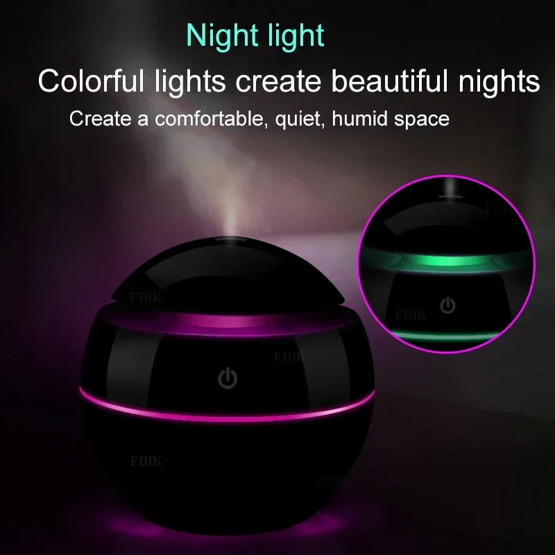 200ml USB Aroma Essential Oil Diffuser Ultrasonic Mini Humidifier Air Purifier 7 Color Change LED Night Light for Office Home tableandwalllamps