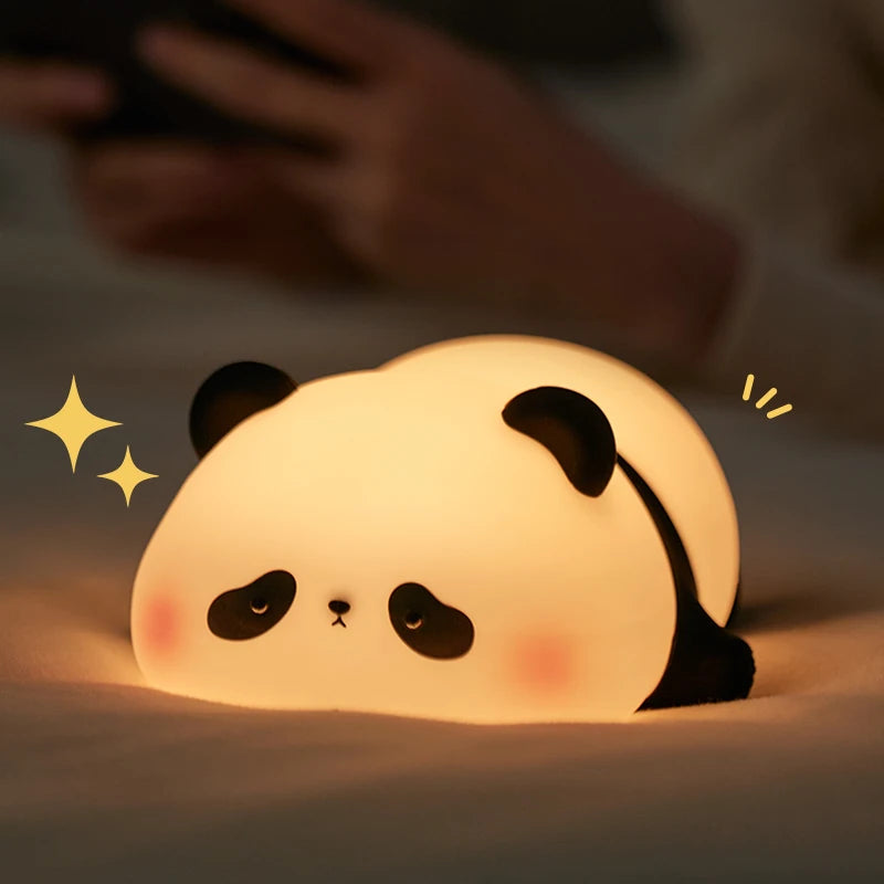 Panda LED Night Light Cute Silicone Lamp Baby Nursery Touch Sensor Nightlight Rechargeable with 3 Warm Light for Wholesale tableandwalllamps