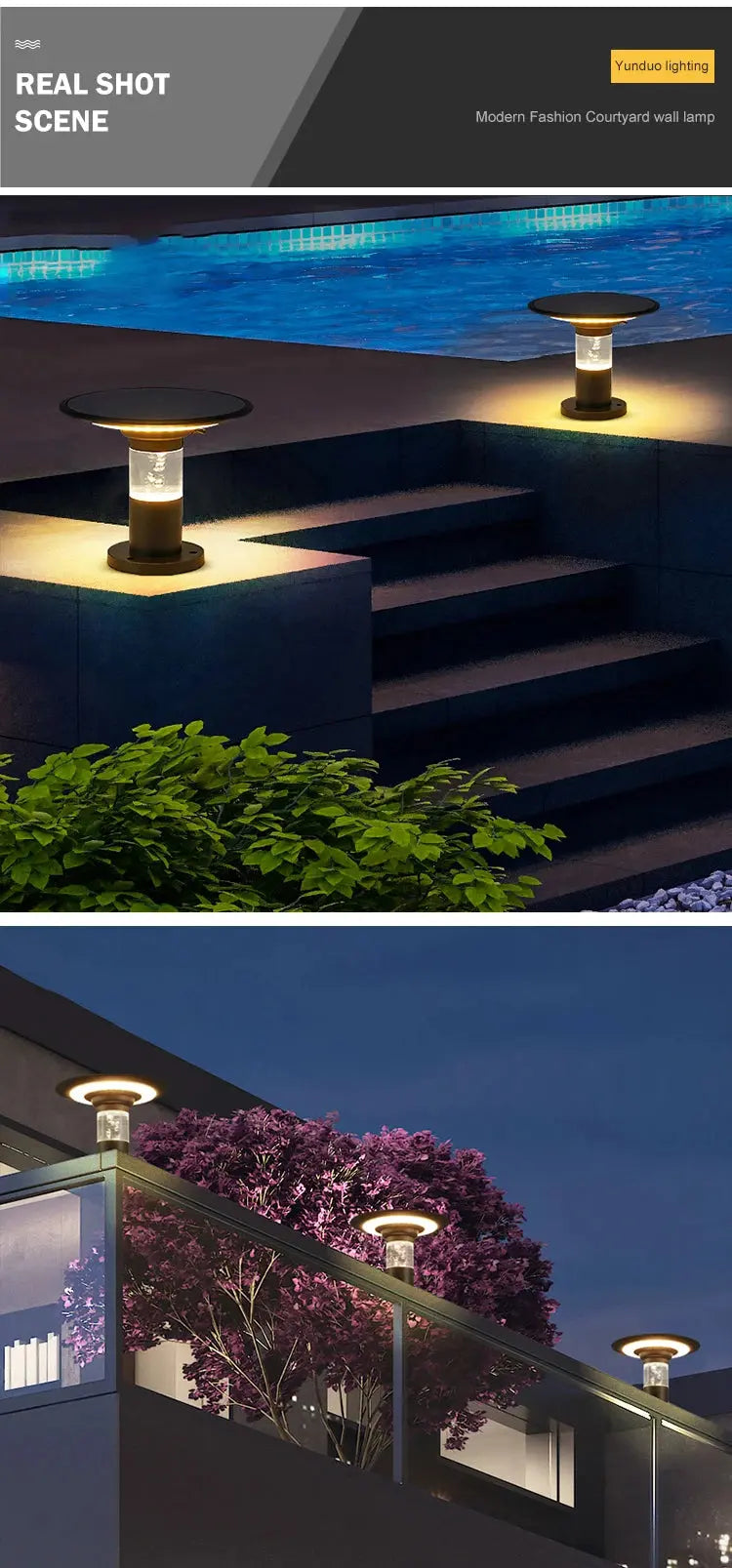 Aluminum Solar Yard LED Pillar Light Outdoor Waterproof IP65 Fence Terrance Column Villa Gate Street Solar Post Light tableandwalllamps