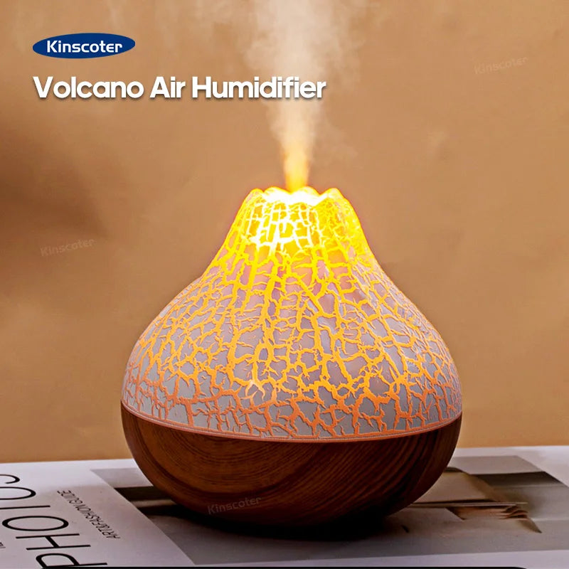 300ml Volcano Air Humidifier Desktop Electric USB Humidificadore Water Mist Diffuser Purifier Air Freshener With 7 Colors Night tableandwalllamps