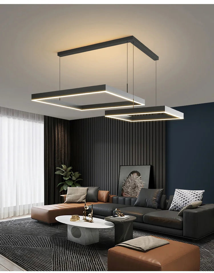 New modern Ceiling chandelier living room concise pendent lamp  dining room square Nordic lamps led Ceiling living room lights