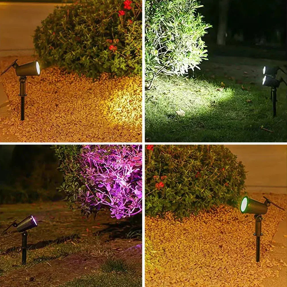 9 LED Solar Spot Lights IP65 Waterproof Outdoor RGB Solar Landscape Lights Brightness Adjustable for Garden Yard Palm Trees tableandwalllamps