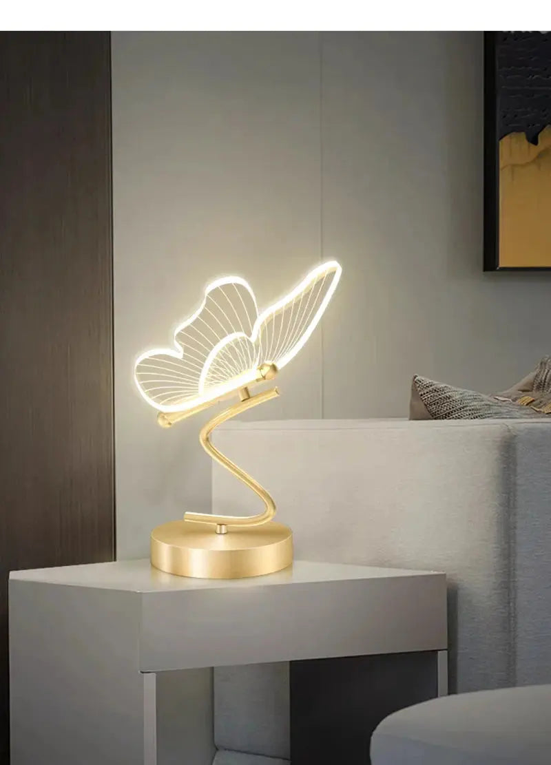 Nordic Butterfly Table Lamp USB Indoor Lighting Switch Button Home Decor Bedroom Bedside Living Room Dinner LED Desk Lamps tableandwalllamps