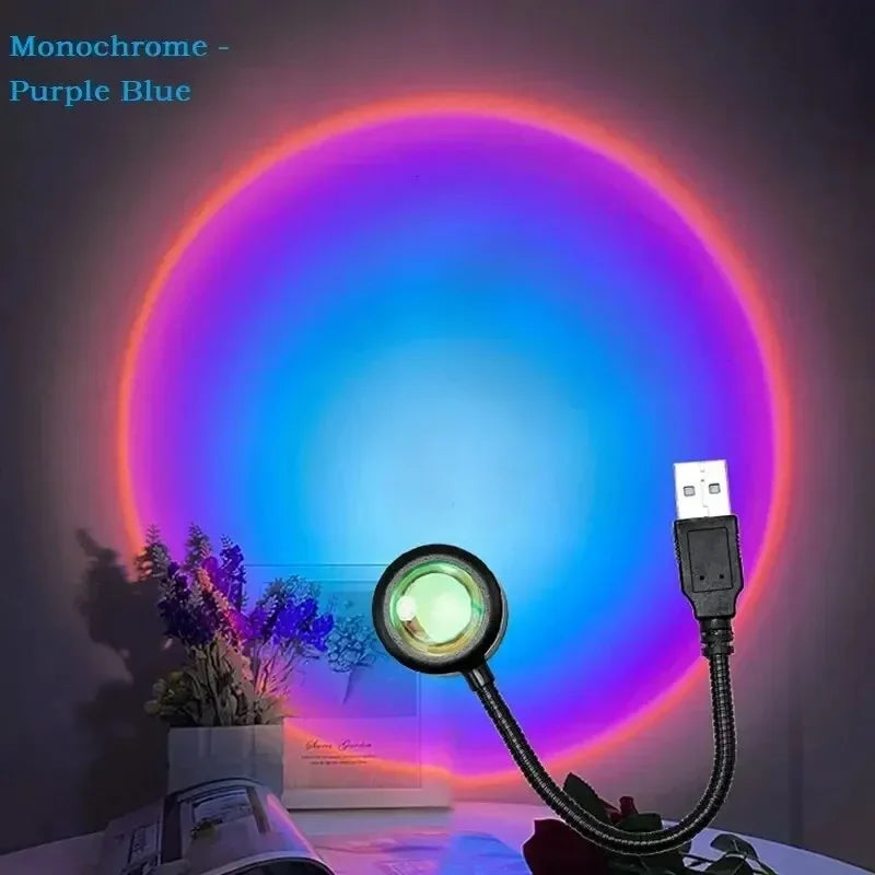 USB Sunset LED Light, Neon Rainbow Lamp for Photography, Wall Atmosphere Lighting - Mobile Phone, Bedroom Decoration tableandwalllamps