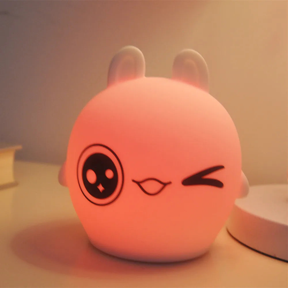 Rabbit Cow Cat LED Night Light Touch Sensor Colorful Battery Powered Silicone Animal Lamp for Children Baby Gift tableandwalllamps