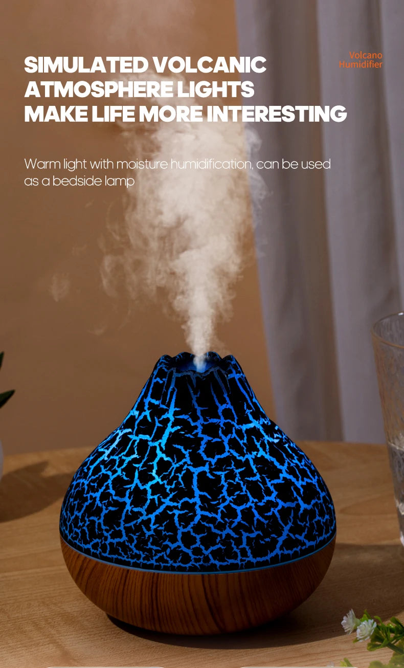 300ml Volcano Air Humidifier Desktop Electric USB Humidificadore Water Mist Diffuser Purifier Air Freshener With 7 Colors Night tableandwalllamps