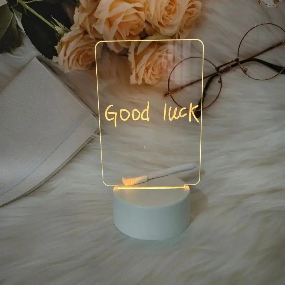 Transparent Luminous LED Night Lights USB Luminous Acrylic Night Light Erasable Write Message Board Calendar Desktop Ornaments tableandwalllamps