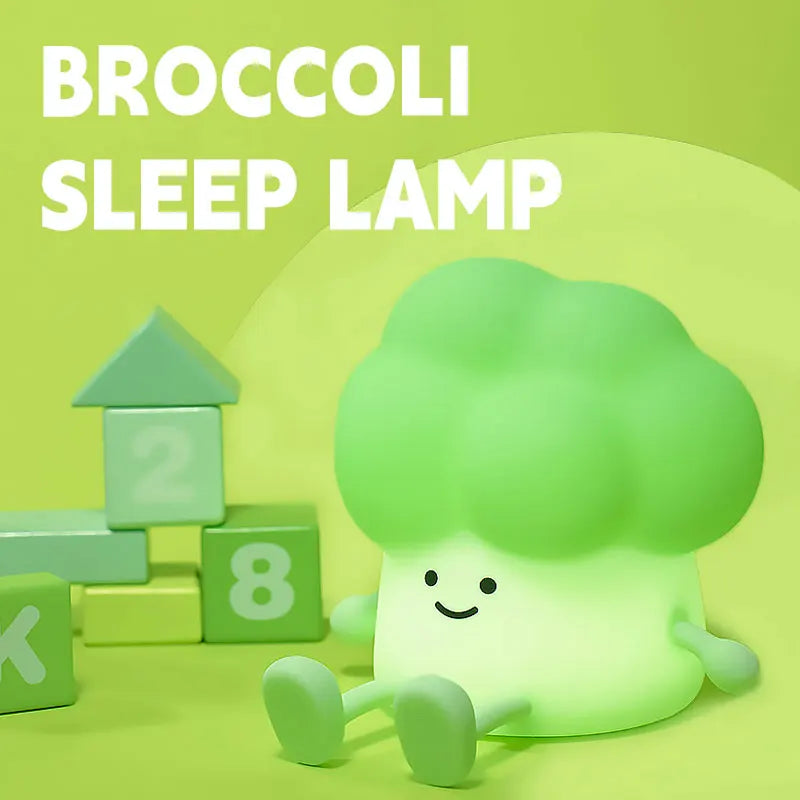 Cute Broccoli Night Light - LED Sleep Lamp for Kids, Soft Glow Nursery Decor Cartoon Baby Bedside Lamp tableandwalllamps