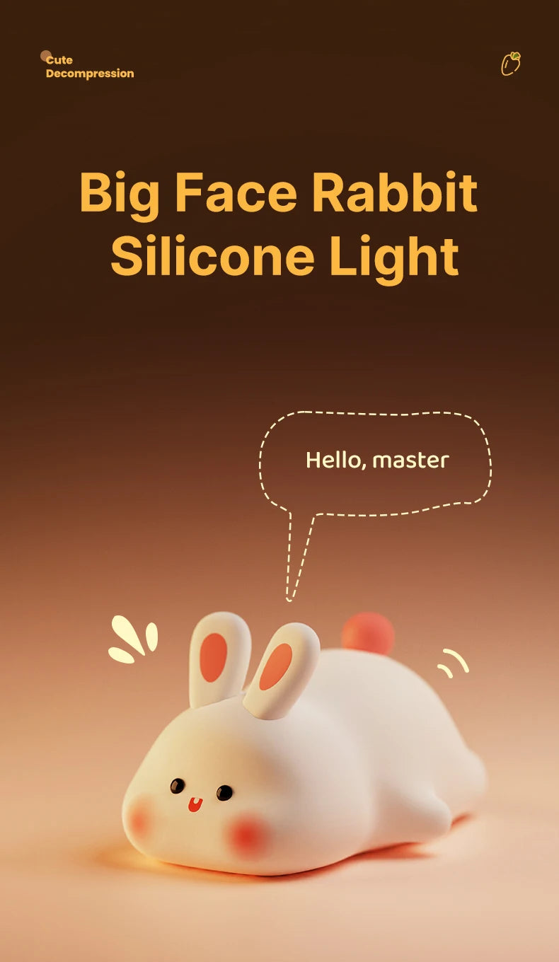 LED Night Lights Cute Rabbit Duck Silicone Lamp USB Rechargeable Desk Light Bedside Decor Kids Baby nightlight Birthday Gift tableandwalllamps