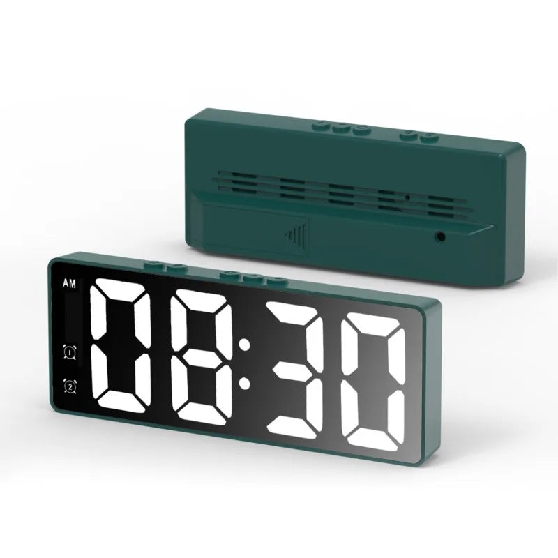 LED Alarm Clock Electronic Student Digital Clock Voice Control Dual Snooze 12/24H Dual Alarms Temperature Mute Table Clock tableandwalllamps