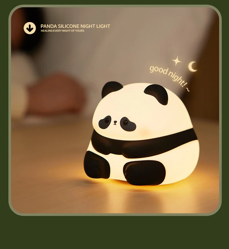 Panda Night Light, Touch Activated LED Desk Lamp, Cute Cartoon Baby Night Lamp for Kids Bedroom, Soft LED Nightlight for Kids tableandwalllamps