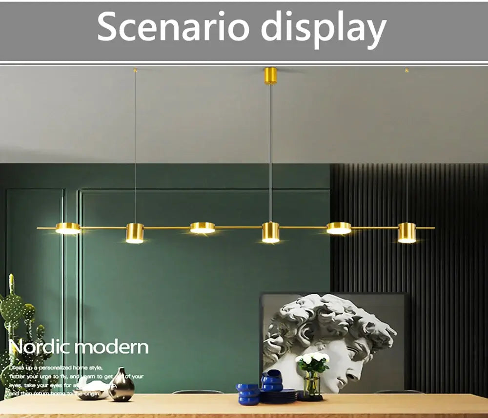 Modern Minimalist Pendant Light LED Strips Hanging Lamp Luxury Chandelier Lighting Fixture for Kitchen Bar Dining Room Table