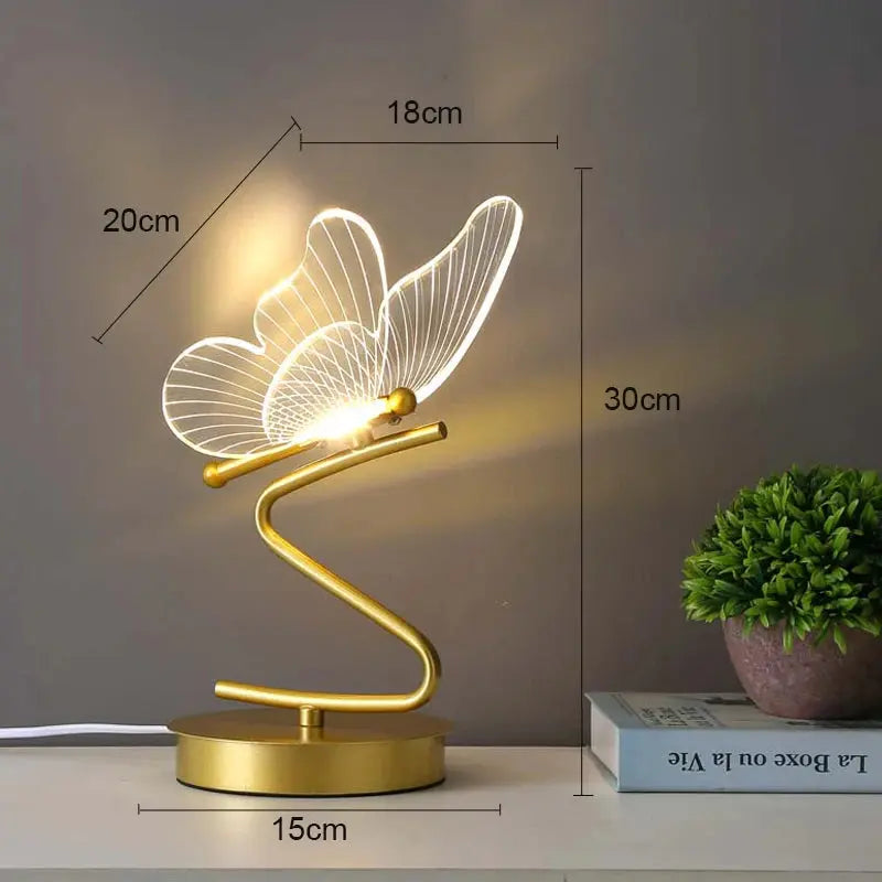 Nordic Butterfly Table Lamp USB Indoor Lighting Switch Button Home Decor Bedroom Bedside Living Room Dinner LED Desk Lamps tableandwalllamps