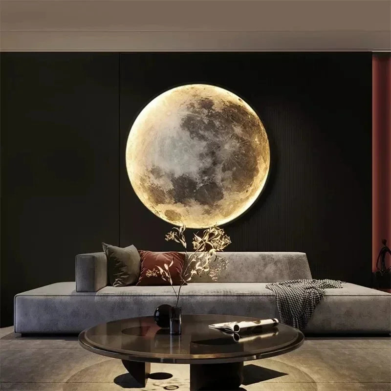 Nordic Art Design LED Moon Wall Lamp Bedroom Bedside Living Room Background  Lights Corridor Mural Courtyard Lighting Decor tableandwalllamps