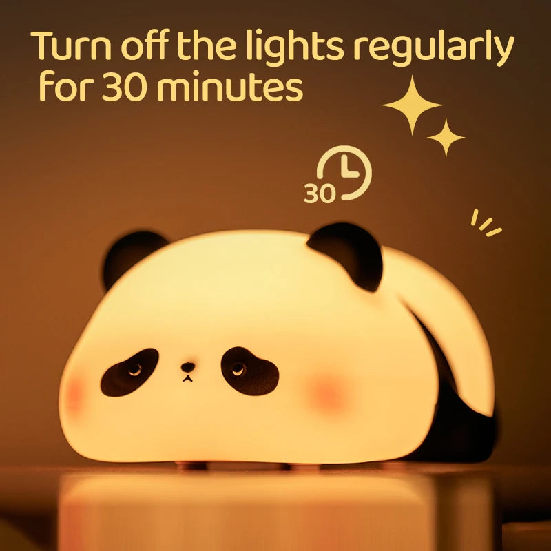 4Styles Panda LED Night Light Cute Silicone Lamp Baby Nursery Touch Sensor Nightlight Rechargeable with 3 Warm Light for Bedroom tableandwalllamps