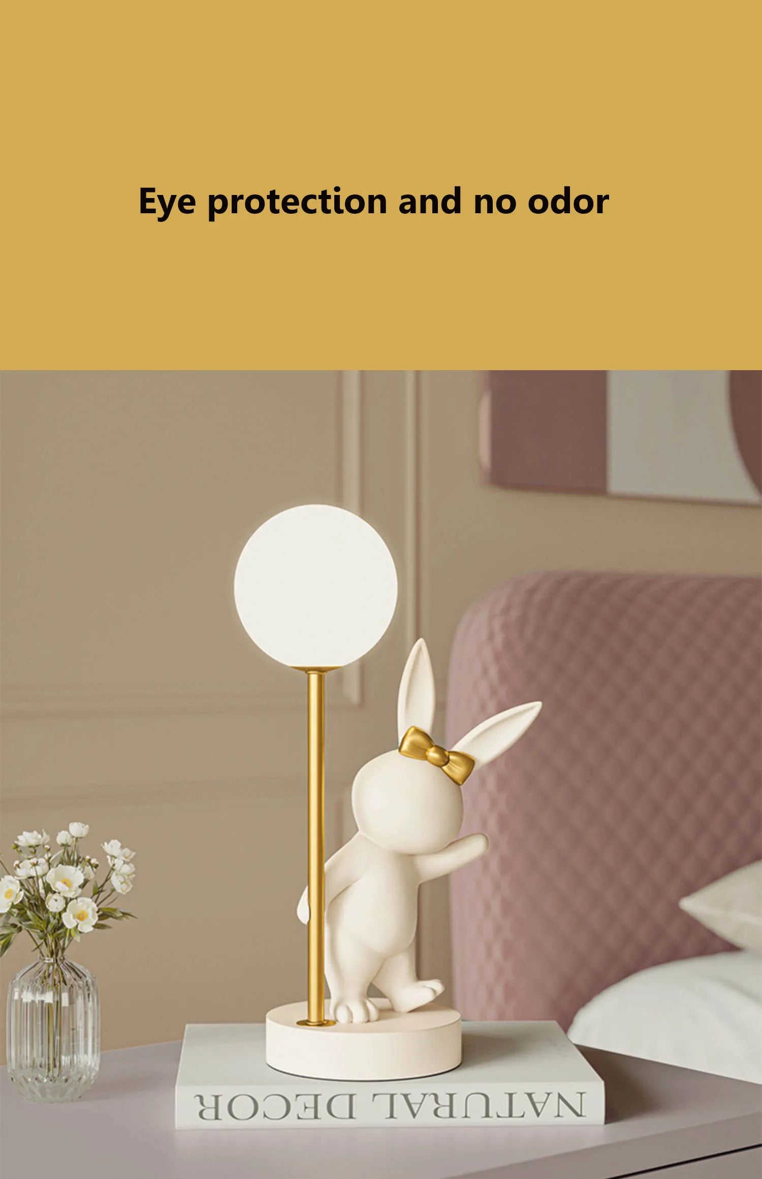 Nordic Pink Rabbit Table Lamp Atmosphere Night Light Luxury Birthday Wedding Gift Nightlights Ins Cute Bunny Bedroom Decoration tableandwalllamps