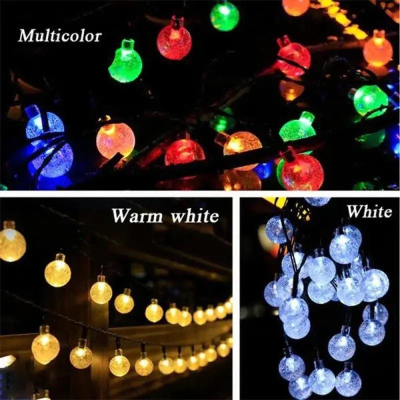 Solar String Lights Outdoor Crystal Fairy Light Chritmas Garland 8 Modes Waterproof Patio Light for Garden Party Decor tableandwalllamps