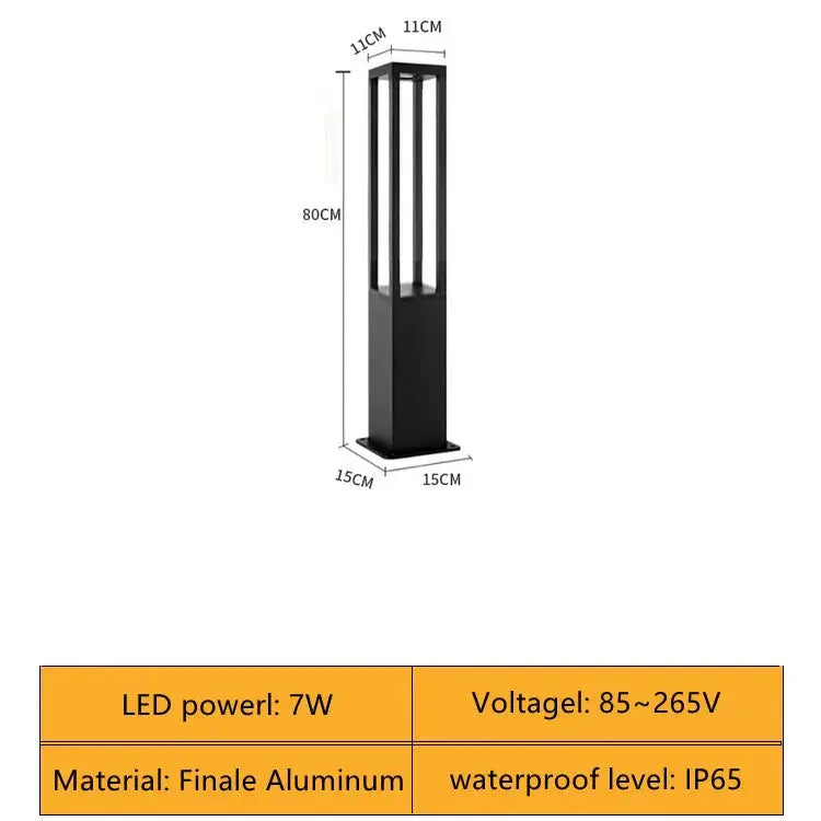 Modern Outdoor Waterproof LED Long Lawn Lamp 7W 85~265V Finale Aluminum Square Street Light For Garden Courtyard Villa Lighting tableandwalllamps