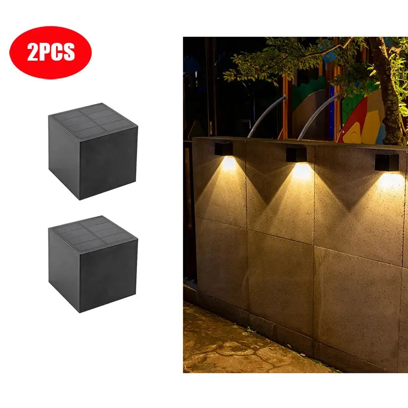 LED Solar Light Outdoor Garden Square Wall Lamp Outdoor Courtyard Garden Fence Lighting Wall Decoration Lamp tableandwalllamps