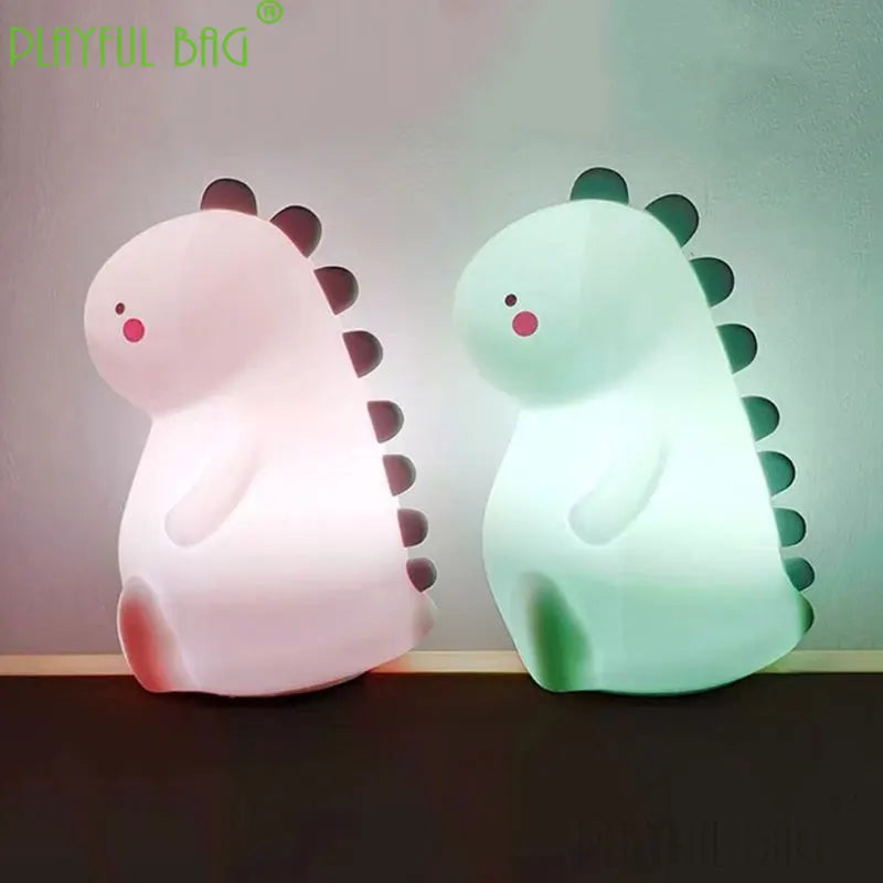 Decompression toy cute little dinosaur silicone night light color change remote control dual function ornament zd68 tableandwalllamps