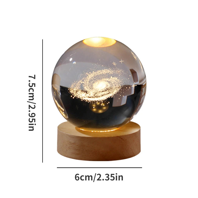 USB LED Night Light Galaxy Saturn 3D Crystal Ball Mood Light Bedroom Home Decor Table Lamp for Children Christmas Creative Gift tableandwalllamps