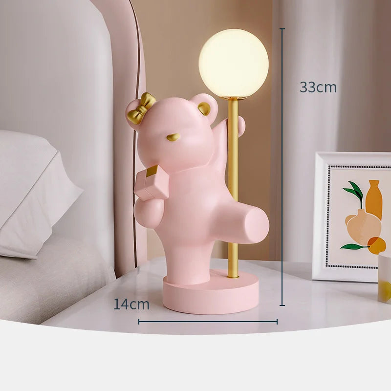 Nordic Pink Rabbit Table Lamp Atmosphere Night Light Luxury Birthday Wedding Gift Nightlights Ins Cute Bunny Bedroom Decoration tableandwalllamps