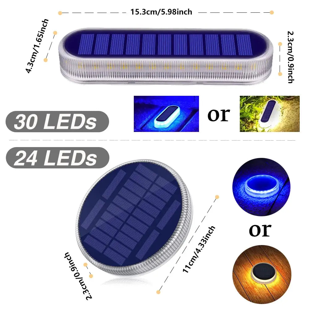 30/24 LEDs Solar Power Step Light Outdoor Garden Solar Underground Light Solar Deck Light for Stair Dock Patio Pathway Driveway tableandwalllamps