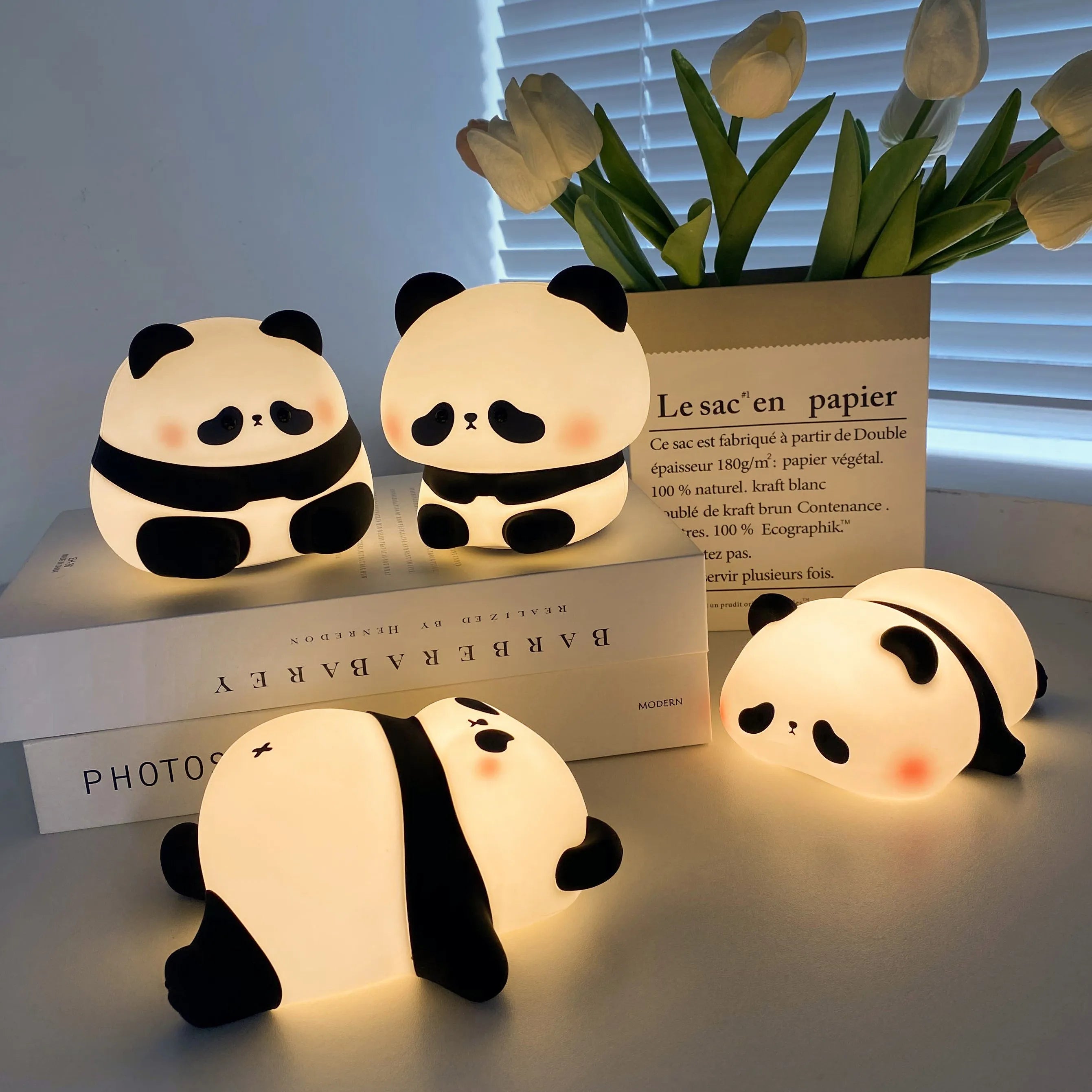 Panda Night Light, Touch Activated LED Desk Lamp, Cute Cartoon Baby Night Lamp for Kids Bedroom, Soft LED Nightlight for Kids tableandwalllamps