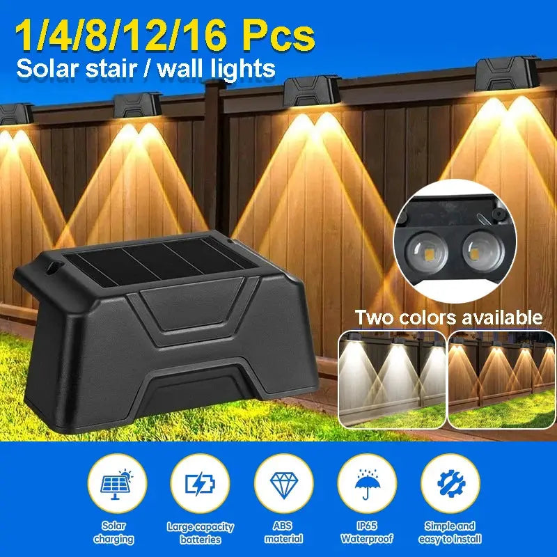 1/4/8/12/16 Pcs LED Solar Lights Outdoor IP65 Waterproof  Decorative Lamp Wall Stairs Atmosphere Light for Fence Garden Decor tableandwalllamps