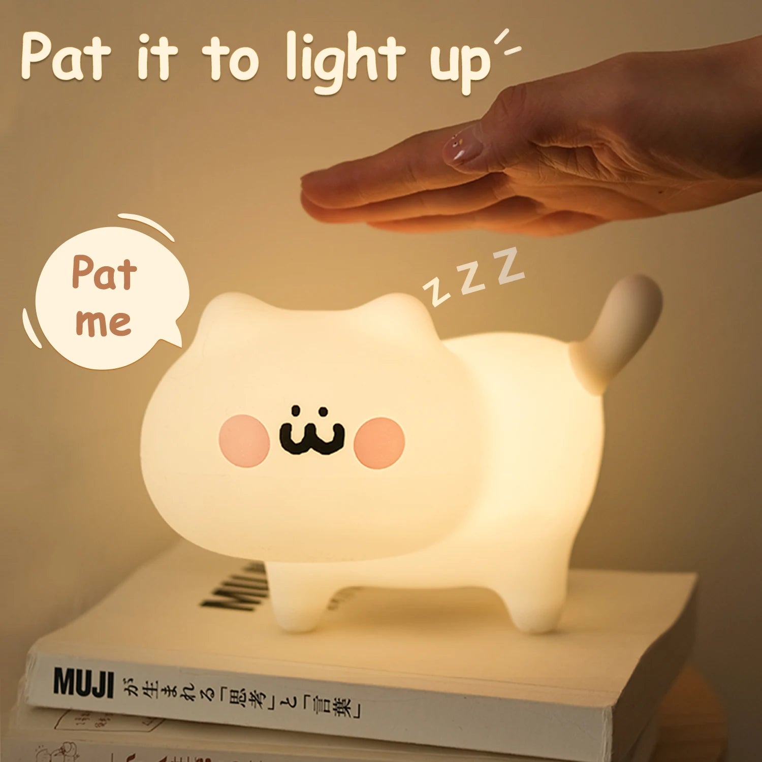 Silicone Cat Dog Night Light USB Rechargeable Nursery Sleeping Lamp Kawaii Bear Cordless Night Lights For Kids Room Decor tableandwalllamps