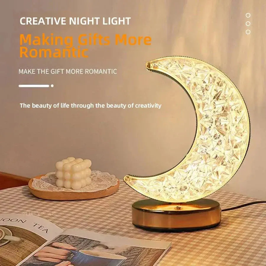 Bedroom Crystal Touch Dimming Night Light Girls Room Home Decor Aesthetics USB Charging Bedside LED Ambient Table 3D Moon Lamp tableandwalllamps