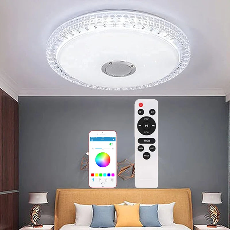 LED Ceiling Light Smart App Control RGB Music Ceiling Lamp Bluetooth Speaker Indoor Living Recreation Room Bedroom Light110/220V