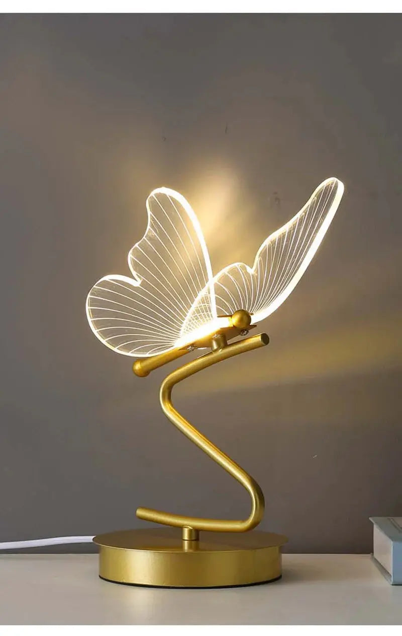 Nordic Butterfly Table Lamp USB Indoor Lighting Switch Button Home Decor Bedroom Bedside Living Room Dinner LED Desk Lamps tableandwalllamps