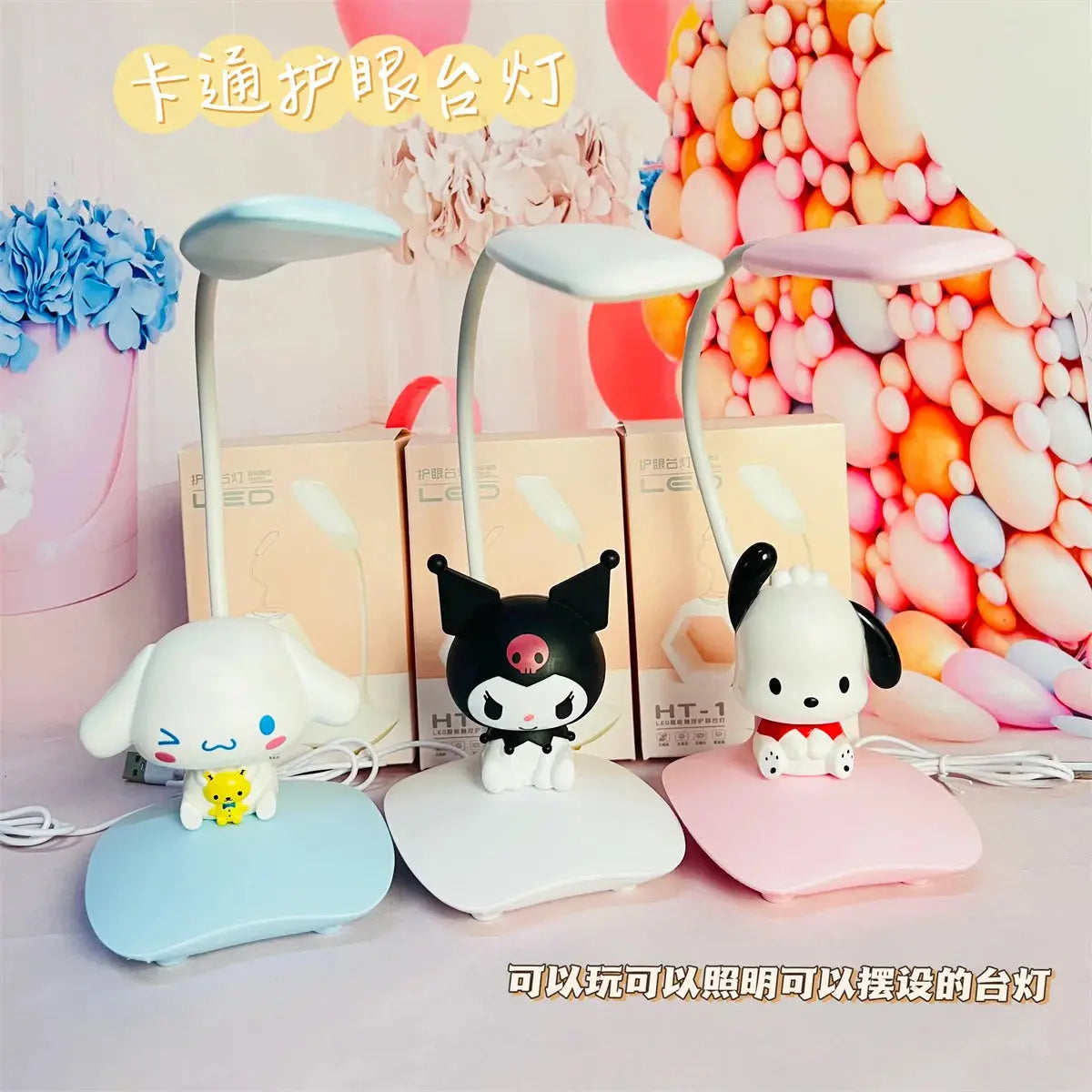 Sanrio Hellokitty Usb Night Light My Melody Kawaii Cartoon Bedroom Table Lamp Learning Eye Protection Lamp Ornament Cute Gift tableandwalllamps