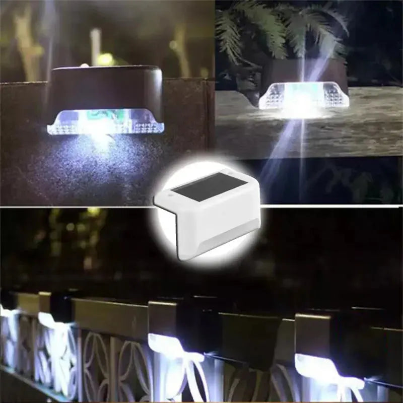 Warm White LED Solar Step Lamp Path Stair Outdoor Garden Lights Waterproof Balcony Light Decoration for Patio Stair Fence Light tableandwalllamps