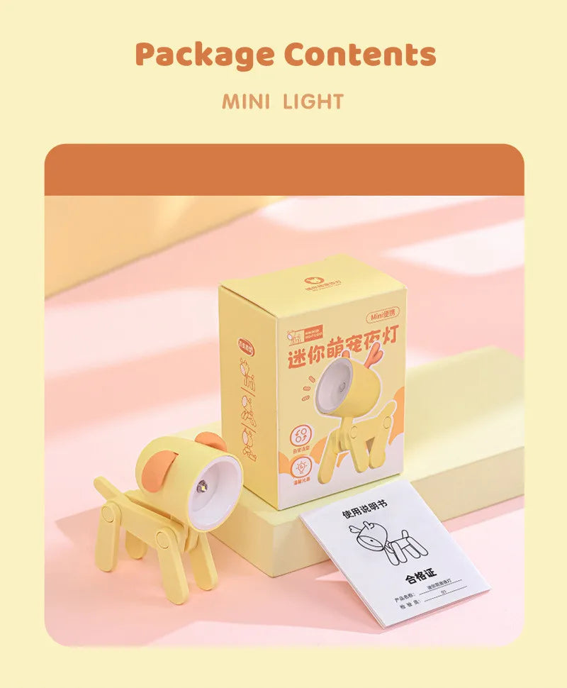 LED Night Light Mini Cute Pet Light Kawaii Gift Cartoon Dog Deer Folding Table Lamp Kids Room Bedside Bedroom Living Room Decor tableandwalllamps