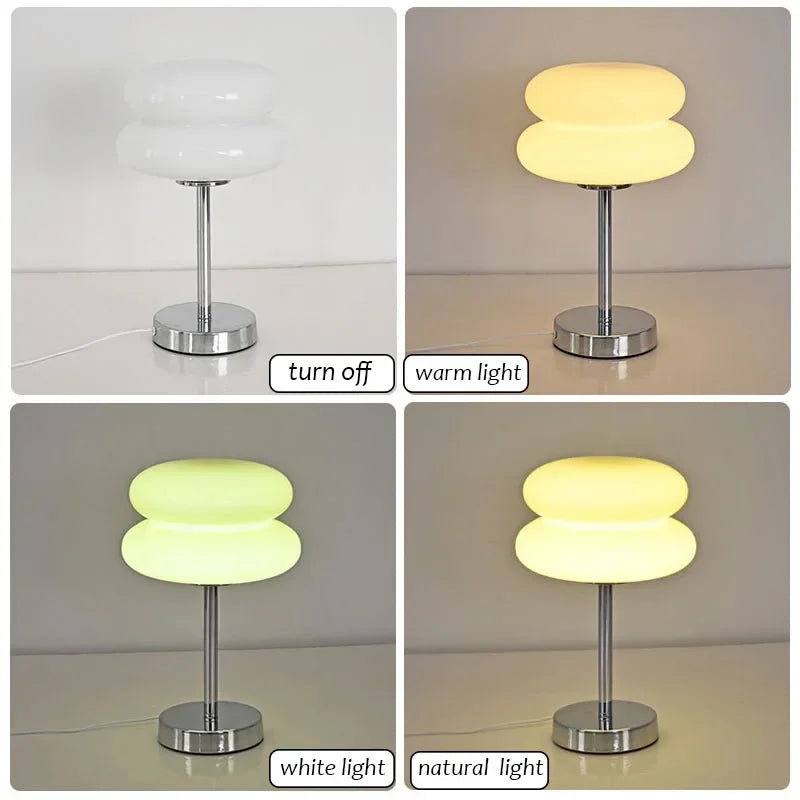 Italian Designer Glass Egg Tart Table Lamp Bedroom Bedside Study Reading Led Night Light Home Decor Atmosphere Stained Desk Lamp tableandwalllamps