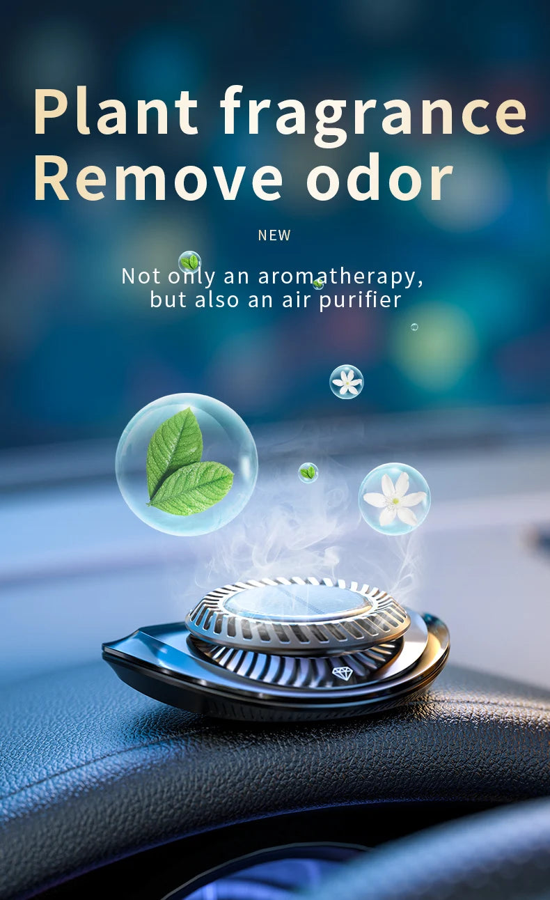 DINPHONE Solar Car Air Freshener Rotary Aroma Diffuser Auto Interior Accessories Essential Oils Diffuse tableandwalllamps