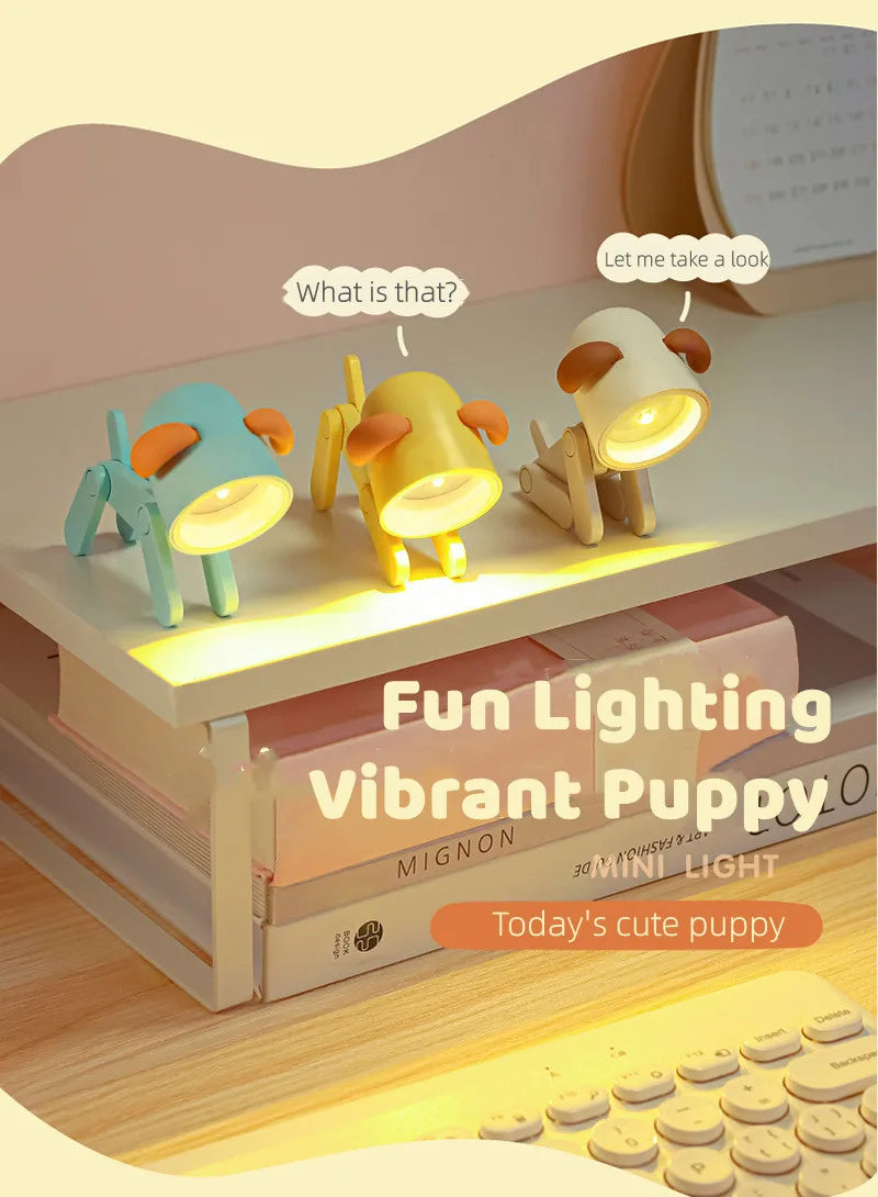 LED Night Light Mini Cute Pet Light Kawaii Gift Cartoon Dog Deer Folding Table Lamp Kids Room Bedside Bedroom Living Room Decor tableandwalllamps