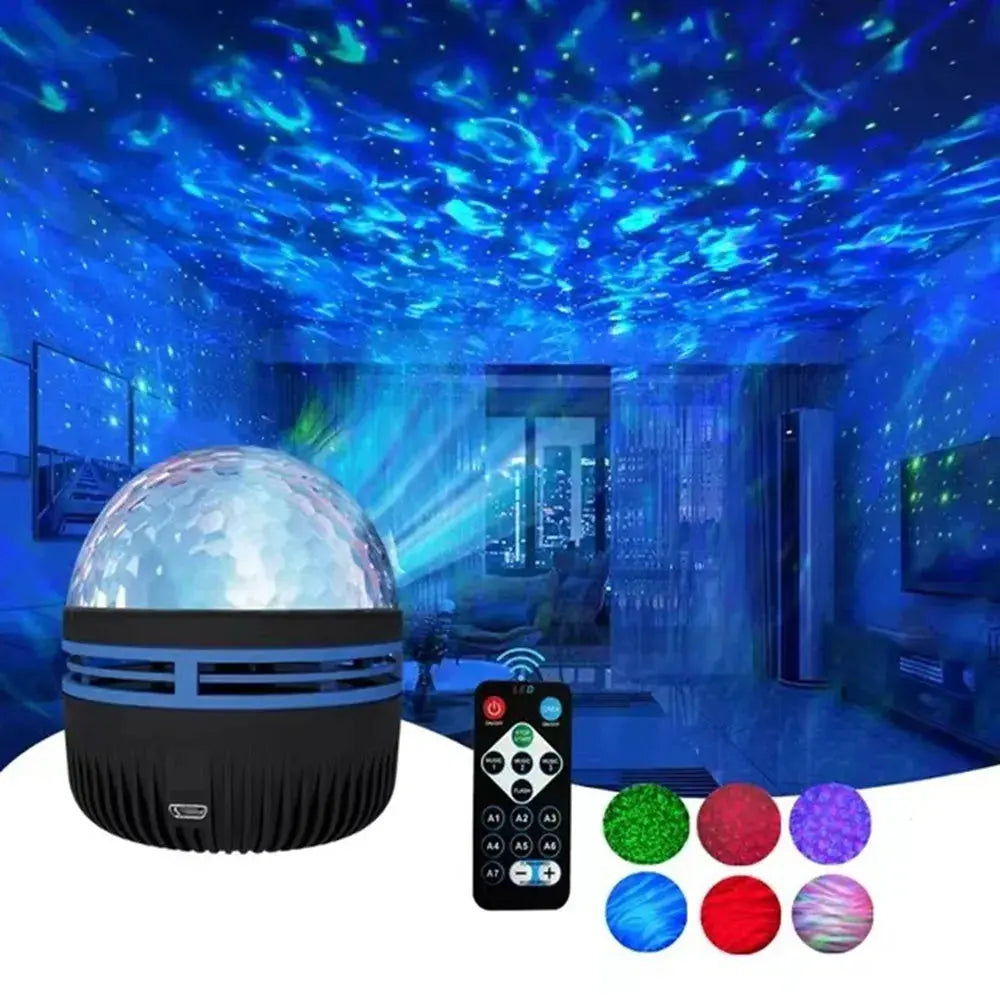 LED Starry Galaxy Projector Light RGB Smart Remote Control Star Aurora Lamp KTV USB Powered Auto Rotating for Home Bedroom Decor tableandwalllamps