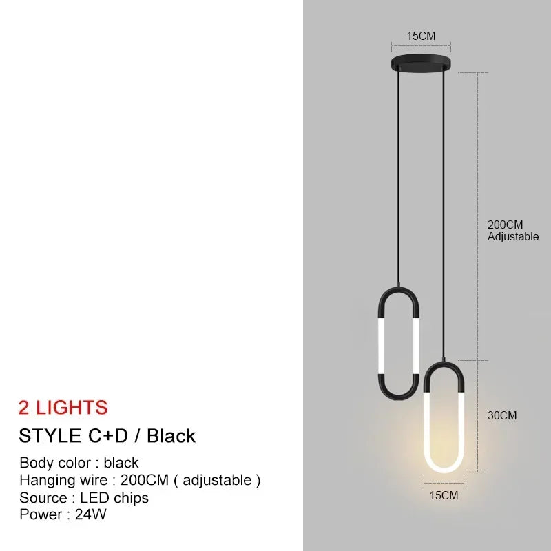 Nordic Luxury LED Chandelier Dining Room Kitchen Fixtures Decor Restaurant Pendant Lights Bedroom Bar Black Gold Hanging Lamp