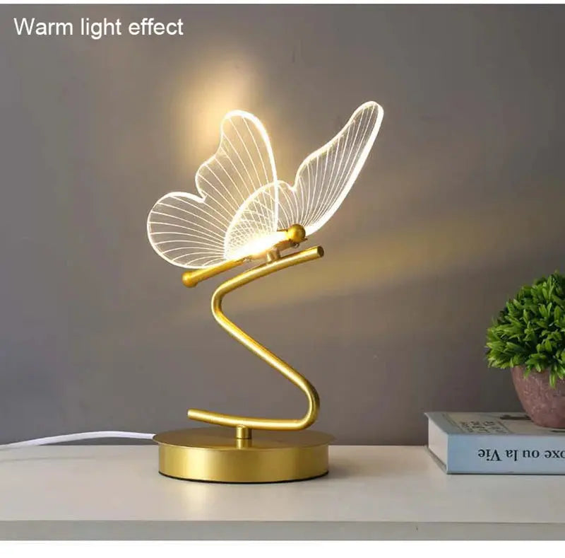 Nordic Butterfly Table Lamp USB Indoor Lighting Switch Button Home Decor Bedroom Bedside Living Room Dinner LED Desk Lamps tableandwalllamps